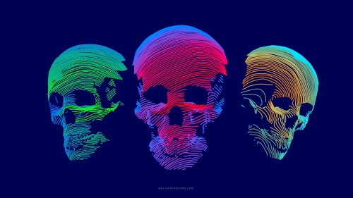 abstract 7680x4320 3d colorful skull 8k 21287