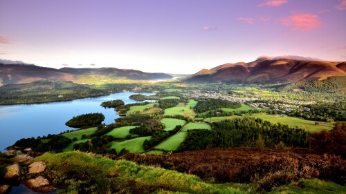 keswick 7680x4320 mountains lake field trees 8k 16278